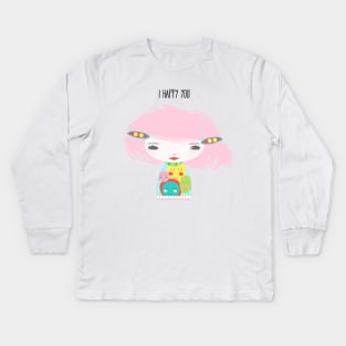 Smiley Face Girl Kids Long Sleeve T-Shirt